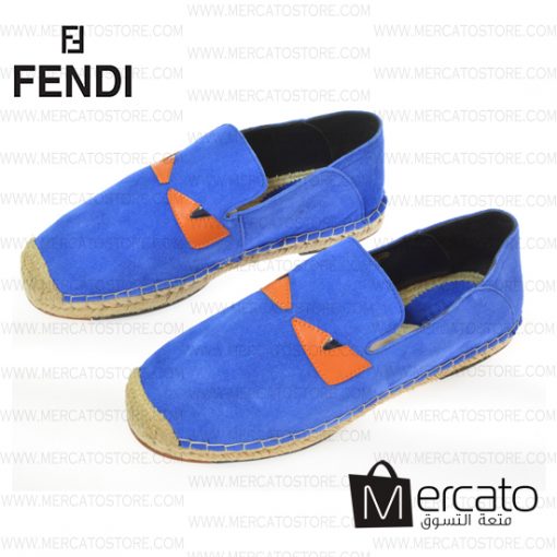 حذاء فيندي للرجال أزرق اللون مصنوع من الجلد الطبيعي الفاخر