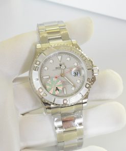 ساعة Rolex تقليد يخت ماستر إطار فضي بأرضية لون أبيض للرجال مقاس 40