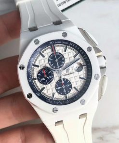 ساعة تقليد Audemars Piguet إطار أبيض بأرضية لون أبيض للرجال مقاس 42