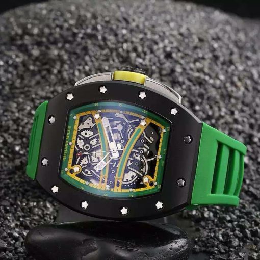 ساعة ريتشارد ميل تقليد بإطار أخضر وأرضيه بلون أسود
