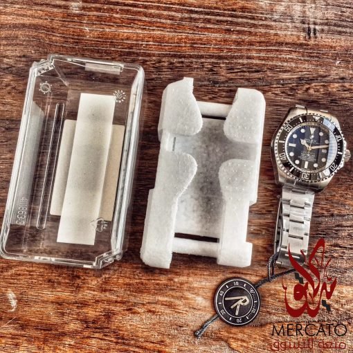 ⁦Rolex  ساعة رولكس تقليد ديب سي فضية بأرضية لون أزرق وأسود للرجال مقاس 44⁩ - الصورة ⁦8⁩