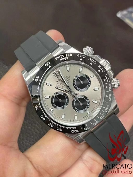 ⁦تقليد ساعة رولكس داي تونا نحاسية بأرضية لون فضي للرجال مقاس 40 Rolex⁩ - الصورة ⁦2⁩