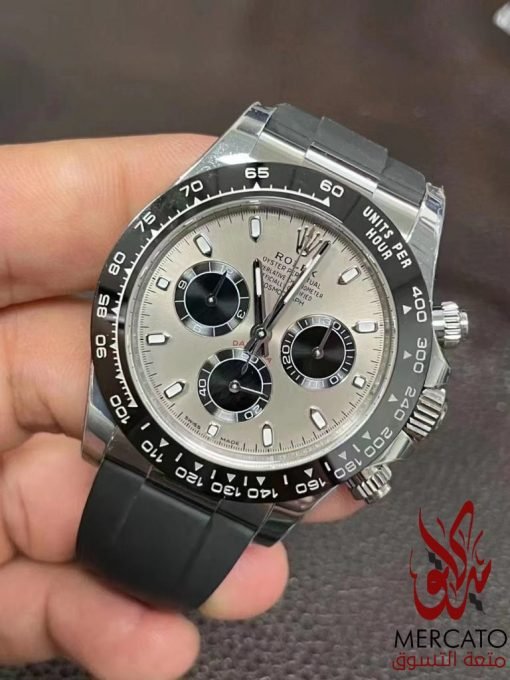 ⁦تقليد ساعة رولكس داي تونا نحاسية بأرضية لون فضي للرجال مقاس 40 Rolex⁩ - الصورة ⁦4⁩