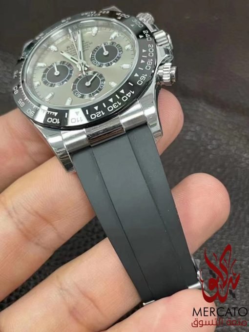 ⁦تقليد ساعة رولكس داي تونا نحاسية بأرضية لون فضي للرجال مقاس 40 Rolex⁩ - الصورة ⁦5⁩