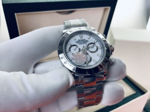 ⁦ساعة رولكس داي تونا فضية تقليد بأرضية لون أبيض للرجال مقاس 40 Rolex⁩ - الصورة ⁦2⁩
