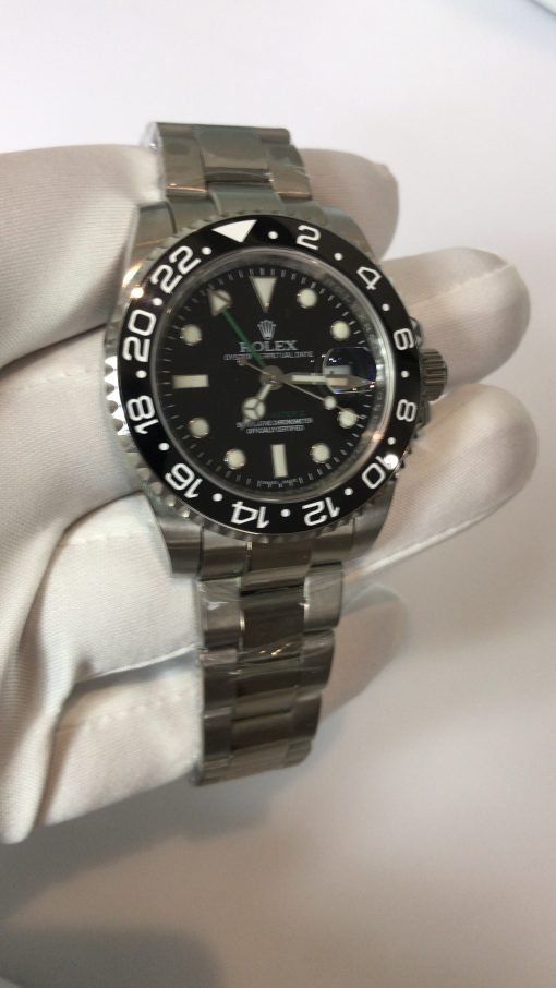 ⁦Rolex  ساعة رولكس تقليد جي إم تي فضية بالتاريخ بأرضية لون أسود للرجال مقاس 40⁩ - الصورة ⁦5⁩