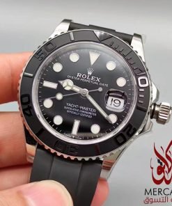Rolex تقليد ساعة رولكس يخت ماستر إطار أسود بأرضية لون أسود للرجال مقاس 40