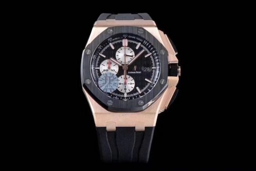 تقليد ساعة Audemars Piguet إطار وأرضية بلون أسود للرجال مقاس 42