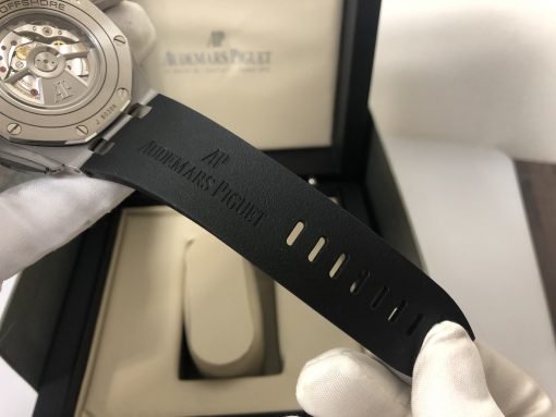 ⁦Audemars Piguet ساعة تقليد اويمر بيغيه إطار أسود بأرضية لون أبيض للرجال مقاس 42⁩ - الصورة ⁦8⁩