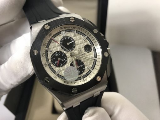 ⁦Audemars Piguet ساعة تقليد اويمر بيغيه إطار أسود بأرضية لون أبيض للرجال مقاس 42⁩ - الصورة ⁦11⁩