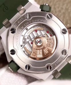 تقليد ساعة Audemars Piguet إطار أخضر بأرضية لون أخضر للرجال مقاس 42