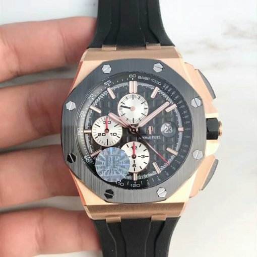 ⁦Audemars Piguet تقليد ساعة اوديمار بيغيه إطار وأرضية بلون أسود للرجال مقاس 42⁩ - الصورة ⁦2⁩