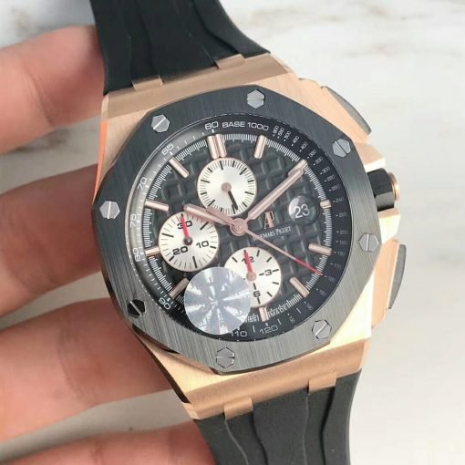 ⁦Audemars Piguet تقليد ساعة اوديمار بيغيه إطار وأرضية بلون أسود للرجال مقاس 42⁩ - الصورة ⁦3⁩