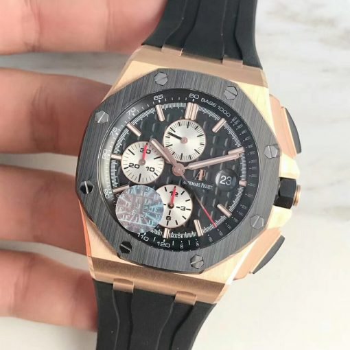 ⁦Audemars Piguet تقليد ساعة اوديمار بيغيه إطار وأرضية بلون أسود للرجال مقاس 42⁩ - الصورة ⁦4⁩