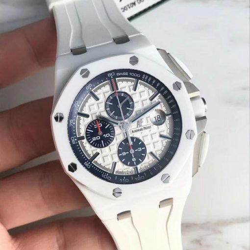 ساعة تقليد Audemars Piguet إطار أبيض بأرضية لون أبيض للرجال مقاس 42