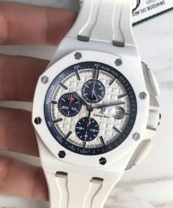 ساعة تقليد Audemars Piguet إطار أبيض بأرضية لون أبيض للرجال مقاس 42