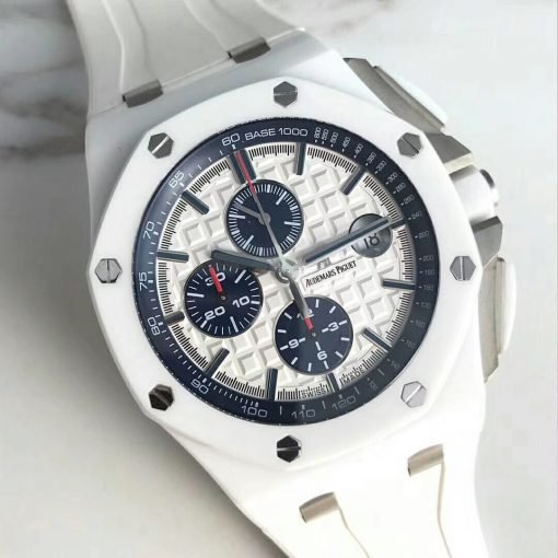 ساعة تقليد Audemars Piguet إطار أبيض بأرضية لون أبيض للرجال مقاس 42