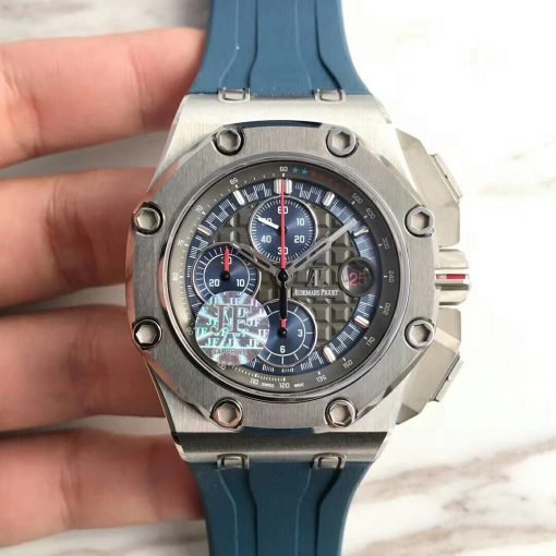تقليد ساعة Audemars Piguet إطار أزرق بأرضية لون ازرق للرجال مقاس 42