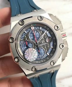 تقليد ساعة Audemars Piguet إطار أزرق بأرضية لون ازرق للرجال مقاس 42