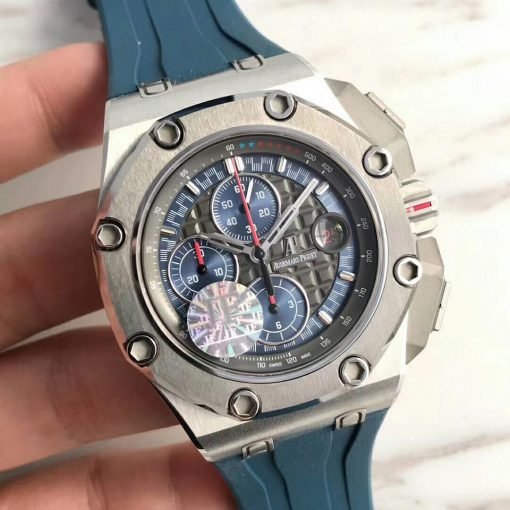 تقليد ساعة Audemars Piguet إطار أزرق بأرضية لون ازرق للرجال مقاس 42