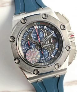 تقليد ساعة Audemars Piguet إطار أزرق بأرضية لون ازرق للرجال مقاس 42