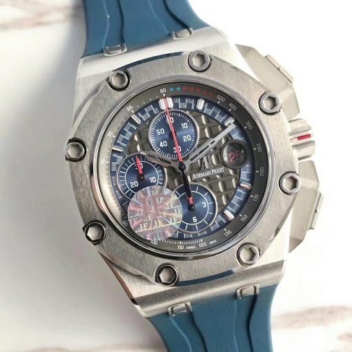 تقليد ساعة Audemars Piguet إطار أزرق بأرضية لون ازرق للرجال مقاس 42