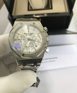 تقليد ساعة Audemars Piguet إطار فضي بأرضية لون أبيض للرجال مقاس 41