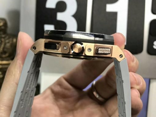 تقليد ساعة Audemars Piguet إطار أبيض بأرضية لون رمادي للرجال مقاس 42