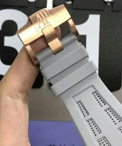 تقليد ساعة Audemars Piguet إطار أبيض بأرضية لون رمادي للرجال مقاس 42