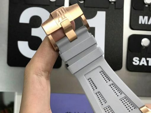تقليد ساعة Audemars Piguet إطار أبيض بأرضية لون رمادي للرجال مقاس 42