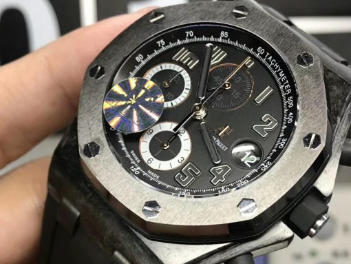 ⁦Audemars Piguet ساعات اوديمار بياجيه تقليد إطار أسود بأرضية لون أسود للرجال مقاس 42⁩ - الصورة ⁦3⁩