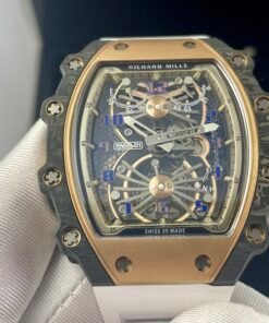 ساعة رجالي ريتشارد ميل تقليد بإطار نحاسي وأرضية باللون الأسود مقاس 43