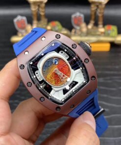 ساعة رجالية ريتشارد ميل تقليد مقاس 43 بإطار نحاسي وأرضية بيضاء