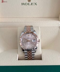 ساعة رولكس ديت جست بالتاريخ تقليد بأرضية لون زهري للنساء مقاس 36