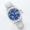 ساعة رولكس ديت جست 31 مم بالتاريخ أرضية مزخرفة بالورود لون أزرق للنساء
